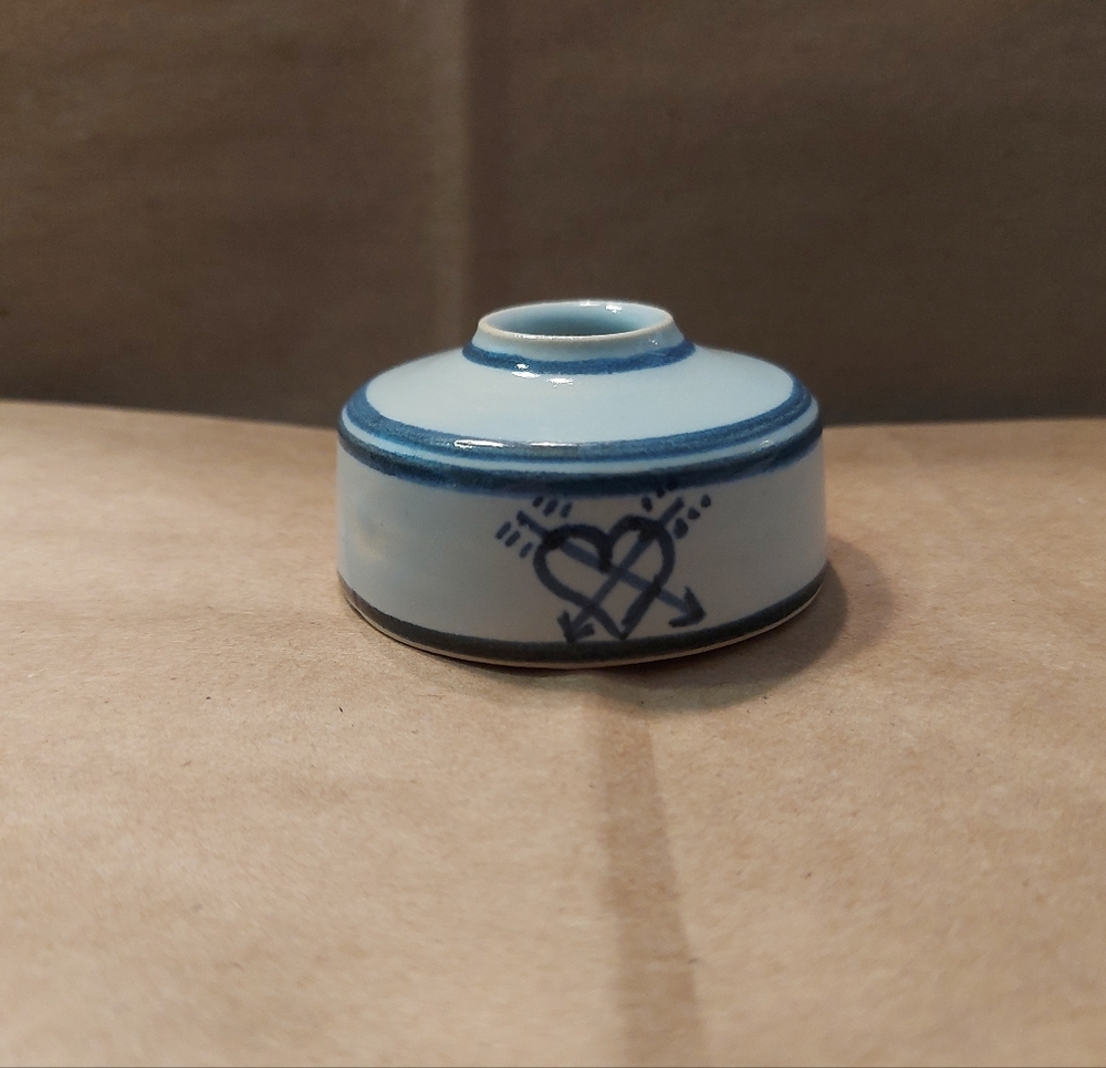 Older Vintage Delft Inkwell With a Stamp On The Bottom